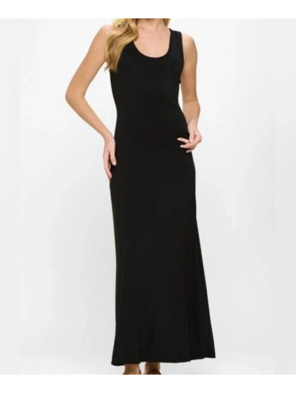 Calme Johnny Was Black Racerback Maxi Dress, NWOT, Size L, Item #2653